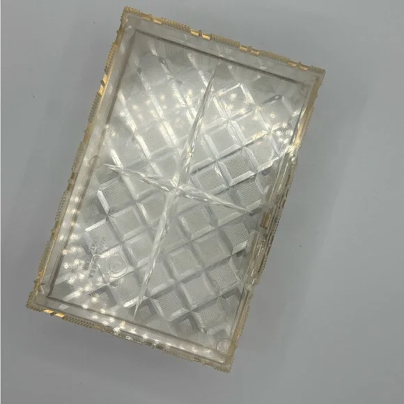 Vintage Clear acrylic and Gold Geometric Decorative Tray trinket box - Picture 4 of 9